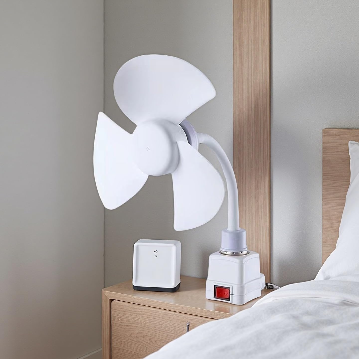 Aimery E27 Socket Ceiling Fans with Plug Adapter,Mini Quiet Electric Fan with Flexible Gooseneck Plug and Light Bulb Base, Home Socket Kitchen & Bathroom Fans (2PCS)