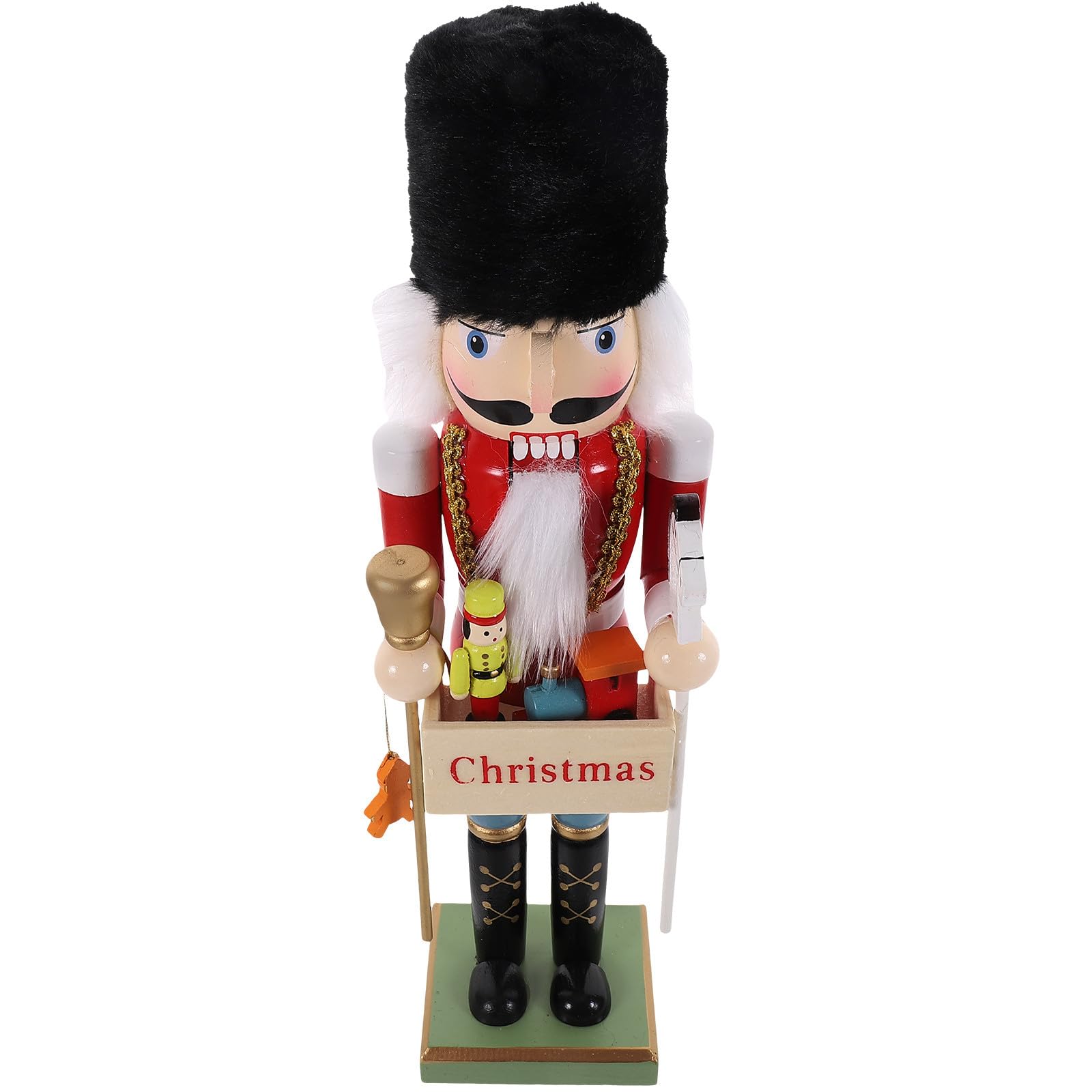 Casse-Noisette Noël Bois et Peluche : figurine artisanale robuste pour décoration de table