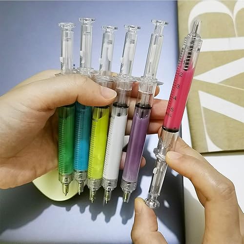 Miniatura 3 de Leery Bolígrafos de jeringa de macaron, bolígrafos retráctiles multicolor para enfermeras, regalos de fiesta de estudiantes de enfermería,