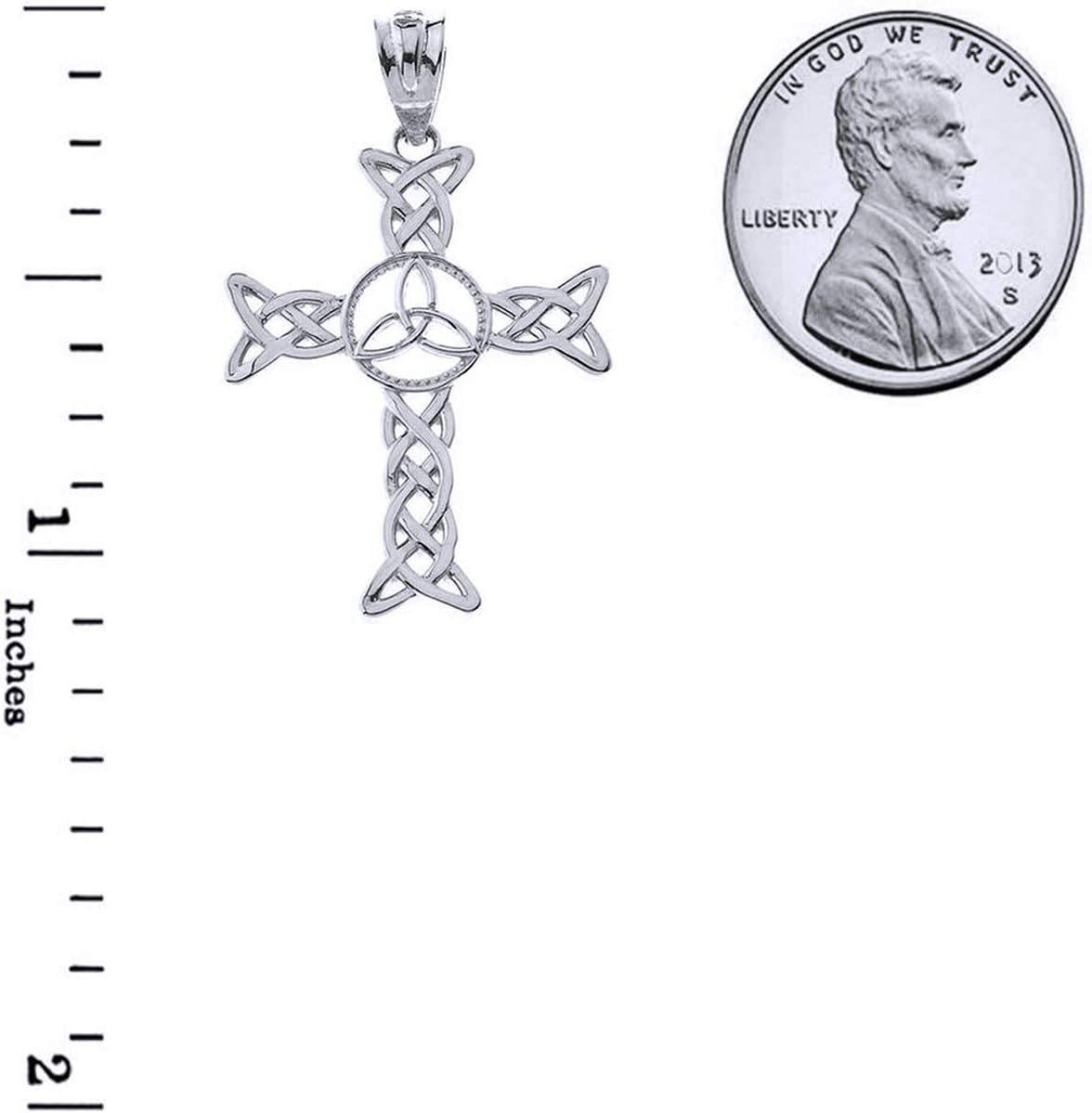 Certified 14k Gold Celtic Cross Trinity Knot Charm Pendant Necklace
