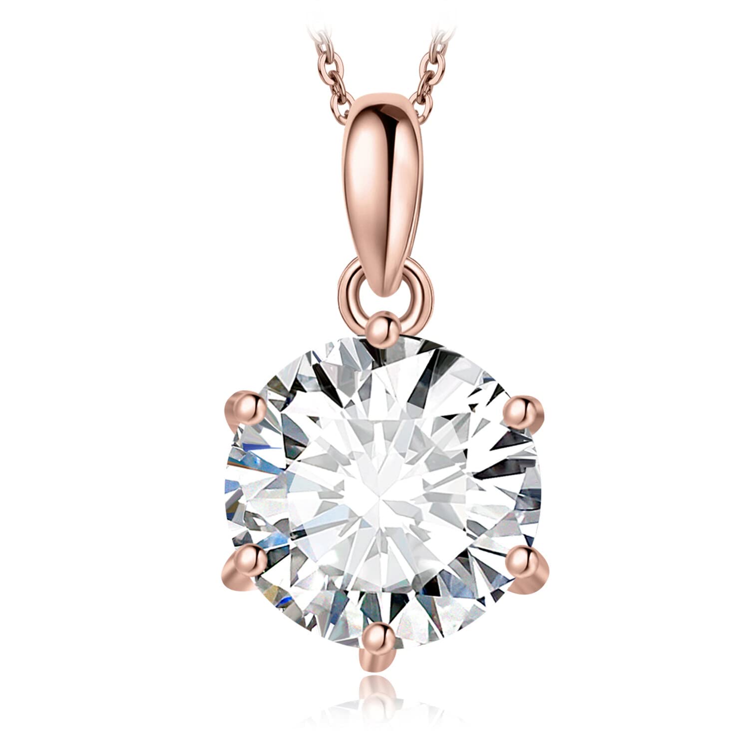 JewelryPalace 0.5-3ct Collana Solitario Donna Argento 925 con Creato Moissanite, Collana Ciondolo Pietra a Taglio Rotondo con Catena Veneziana Maglia 45cm, Collane Pendenti Tre Ori Set Gioielli Donna