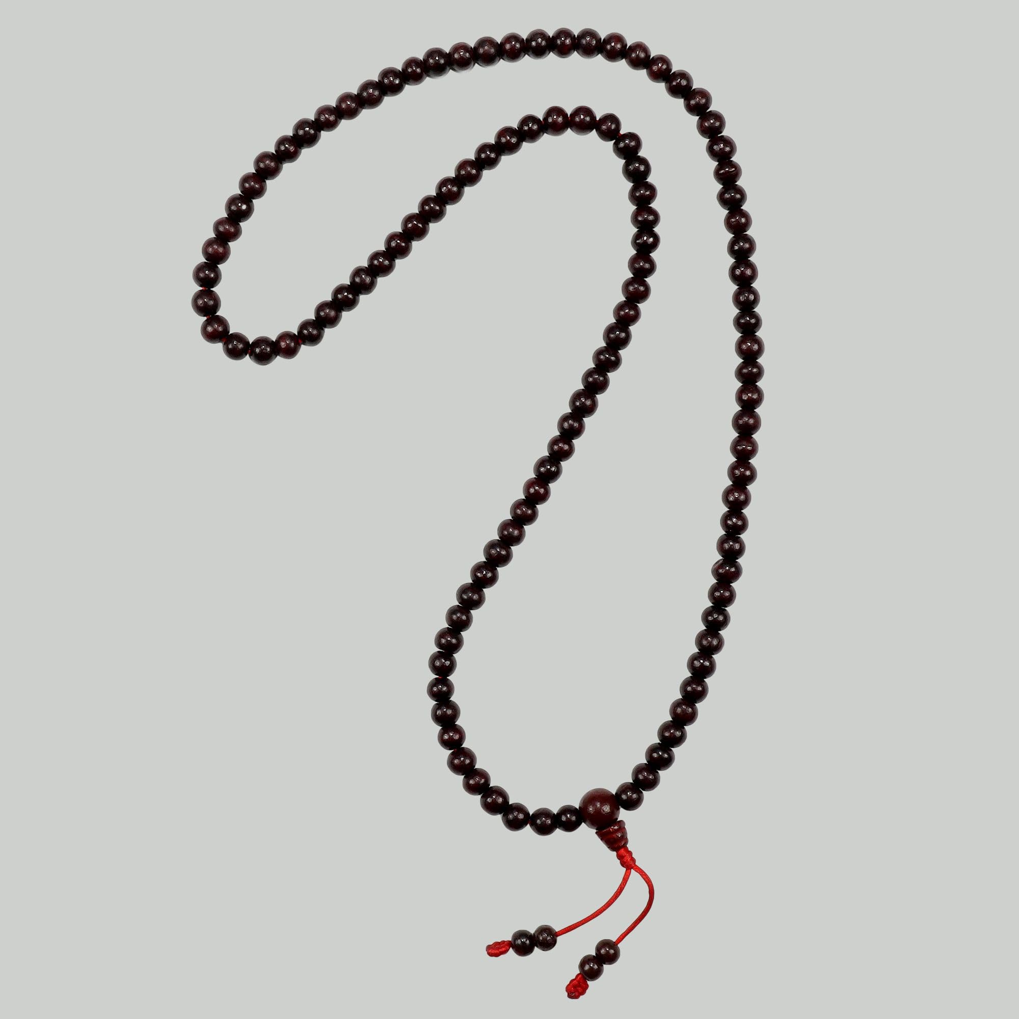 Gebetskette Mala Kette Rosenholz Perlen bordeaux Halskette Meditationskette