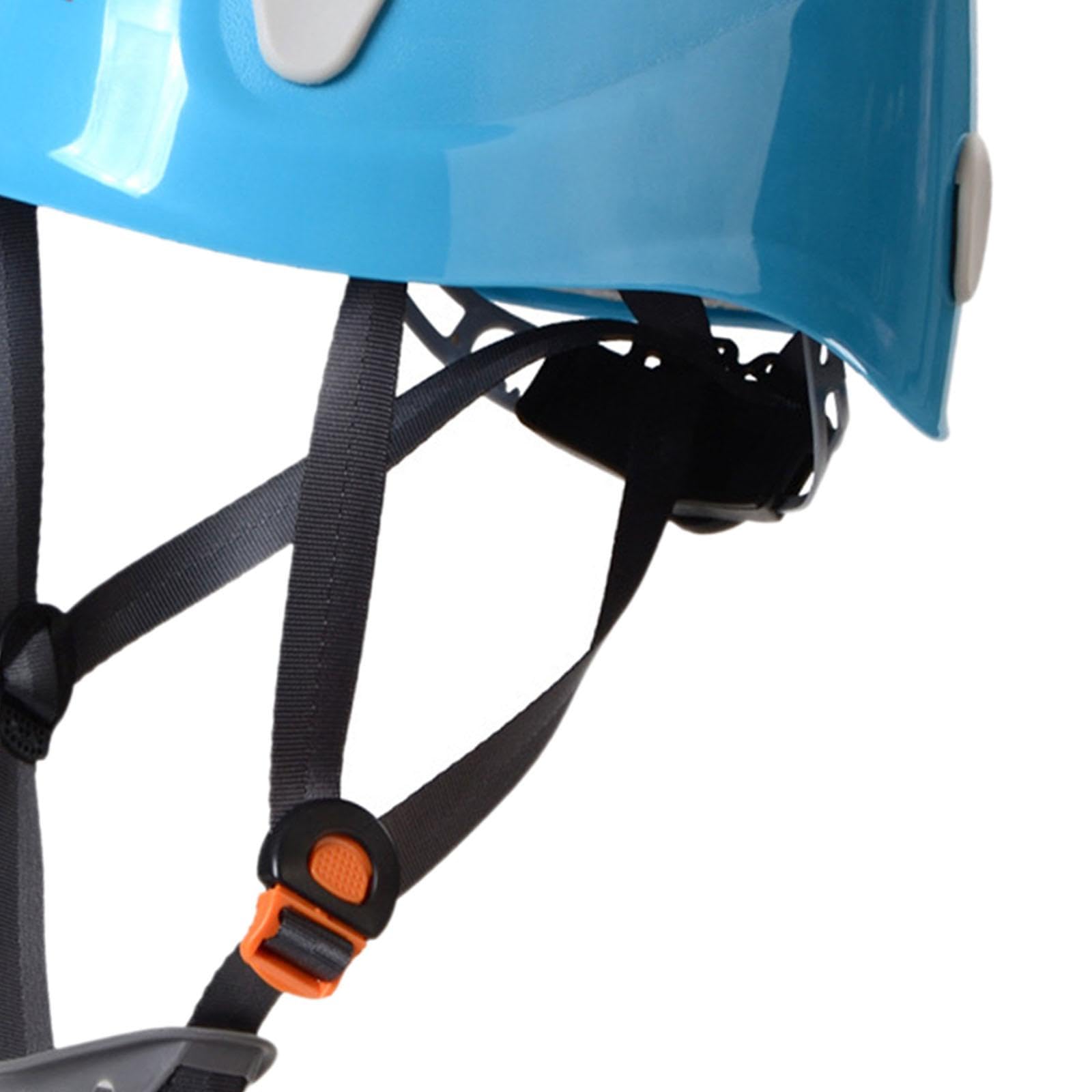 Almencla Casque d'escalade et de Spéléologie Respirant avec Mentonnière, Casque de Chantier pour Hommes et Femmes, Idéal pour L'alpinisme et Les Activi