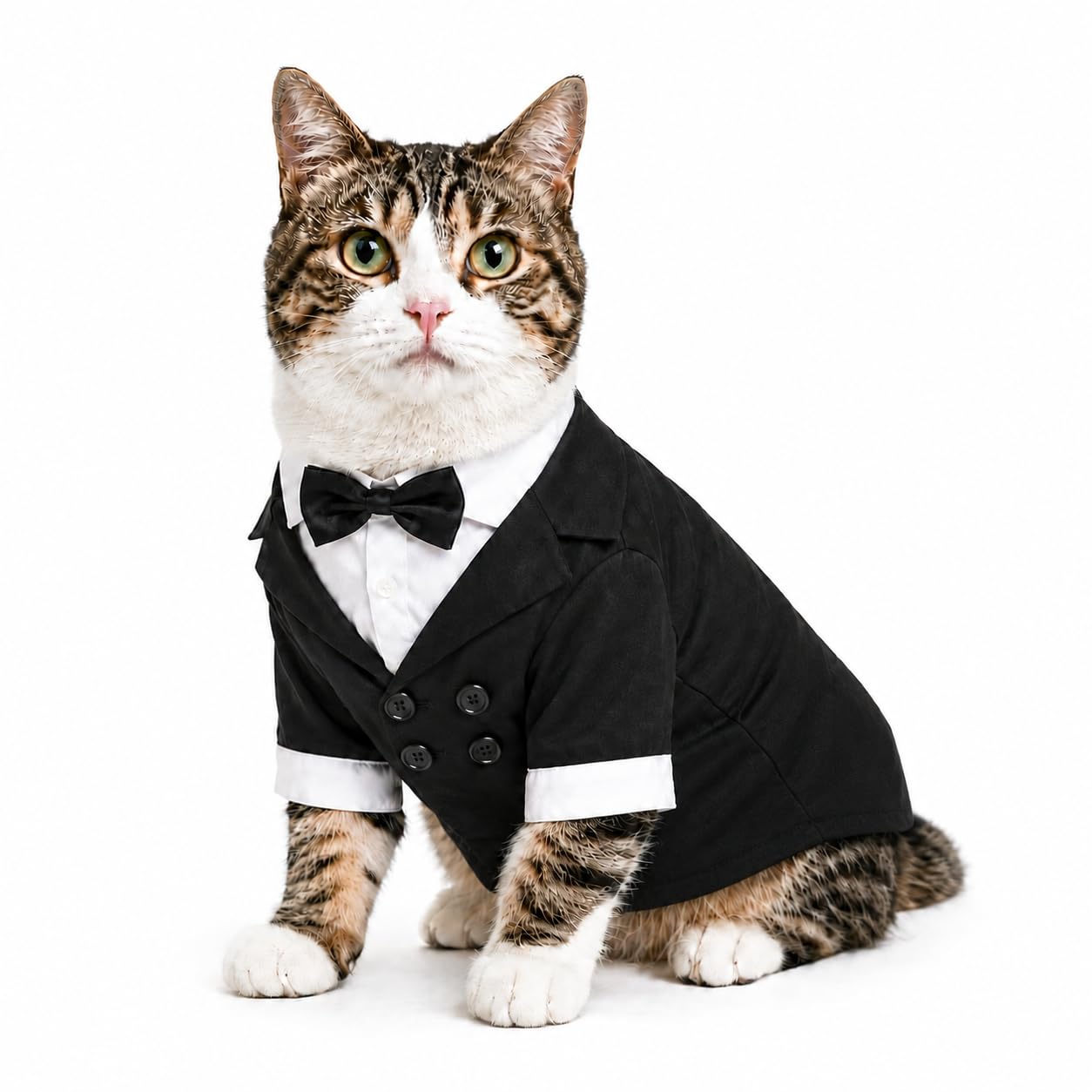 Lovelonglong Pet Costume Dog Suit Formal Tuxedo with Black Bow Tie for Small Dog Yorkshire Terrier Clothing Black S — image 1