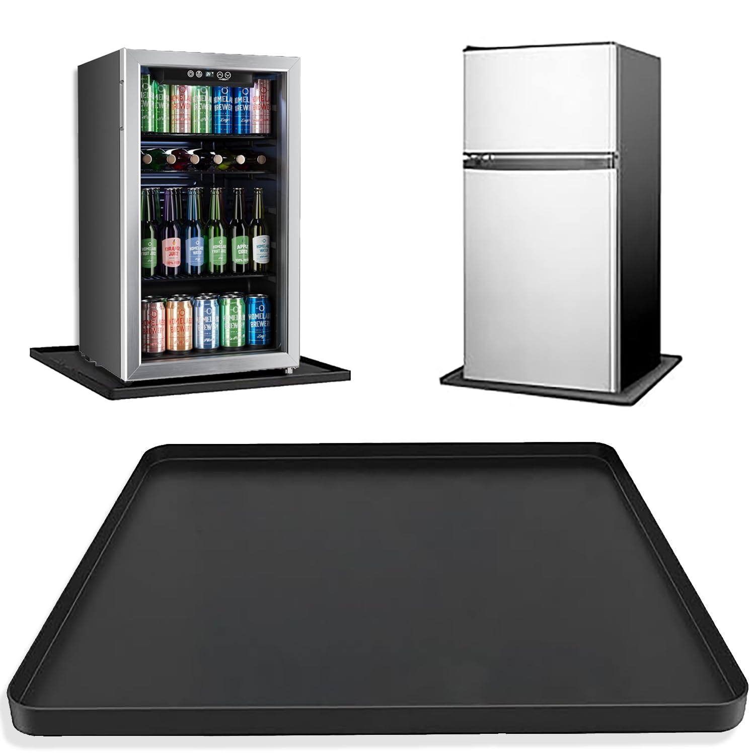Mini refrigerador de silicona con borde elevado, mini refrigerador de 19.7 x 19.7 x 0.6 pulgadas que protege el equipo de fugas y derrames debajo de la alfombra, proporcionando una protección final