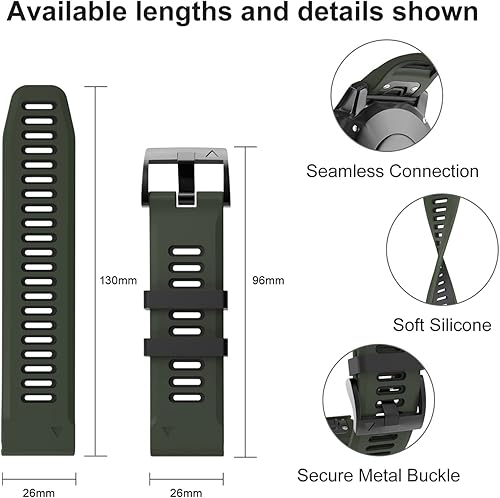 Miniatura 4 de OVERSTEP Compatible con Fenix 6X Watch Band 1.024 in QuickFit Correa de silicona para Garmin Fenix 7XFenix 6X ProFenix 5XFenix 5X PlusDescent Mk2,
