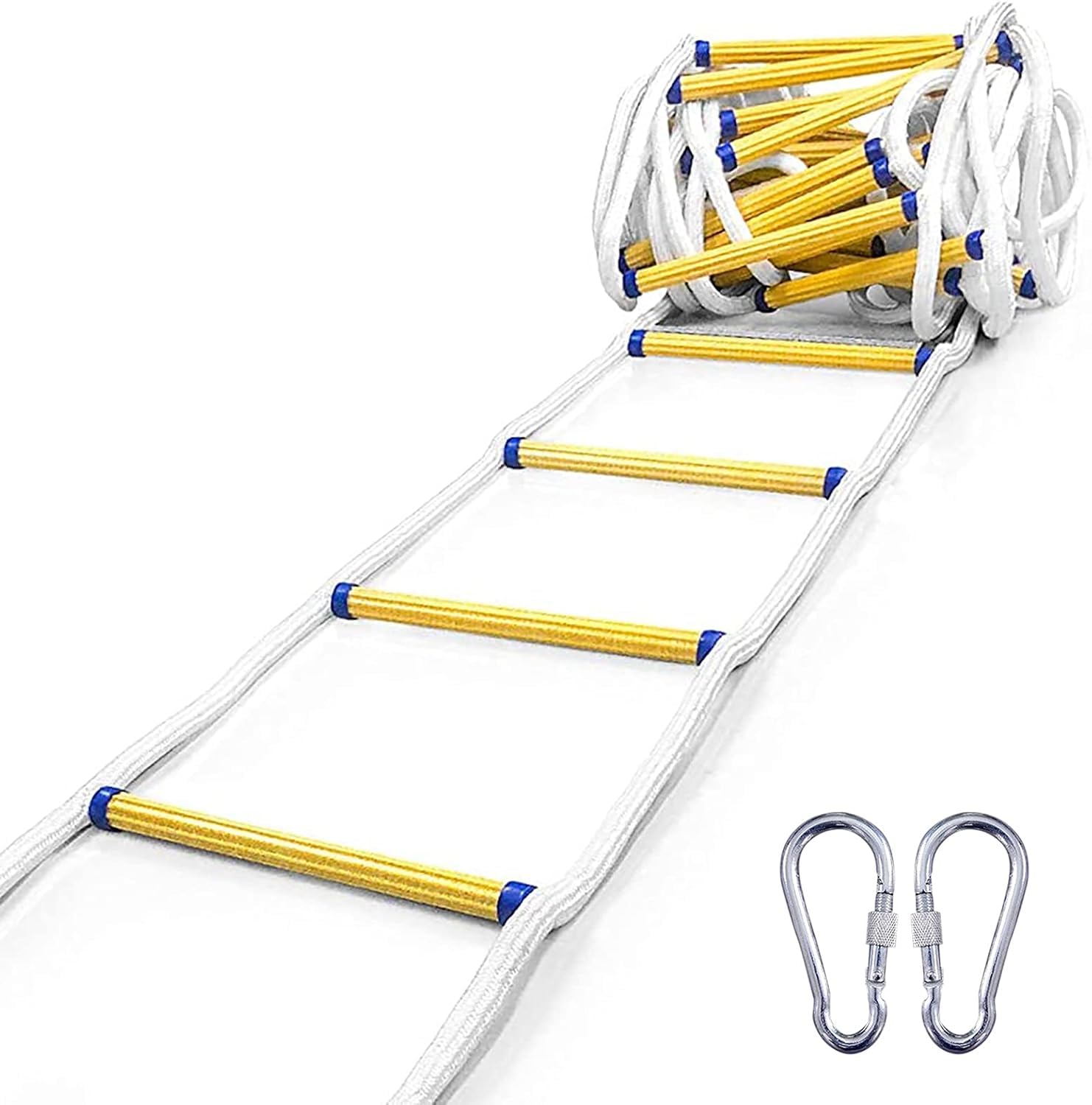 Échelle De Corde, échelle De Secours Ignifuge, échelle D’Incendie pour Les Urgences, échelle De Corde De Secours avec Mousquetons, 50m/164FT