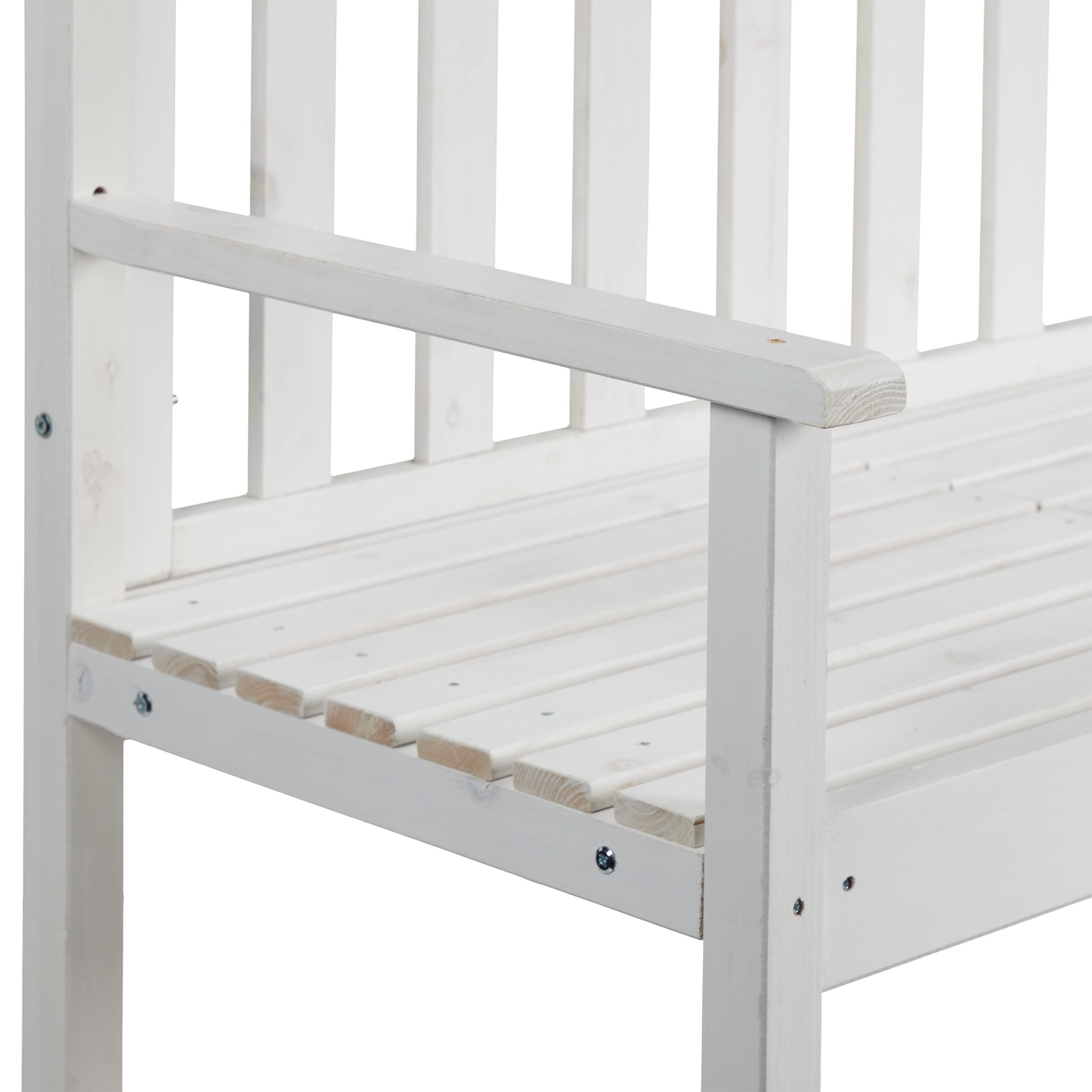 Relaxdays Gartenbank mit integriertem Tisch, 3 Sitzer, robuste Holz Sitzbank, Garten & Balkon, HBT: 90x152x56 cm, weiß
