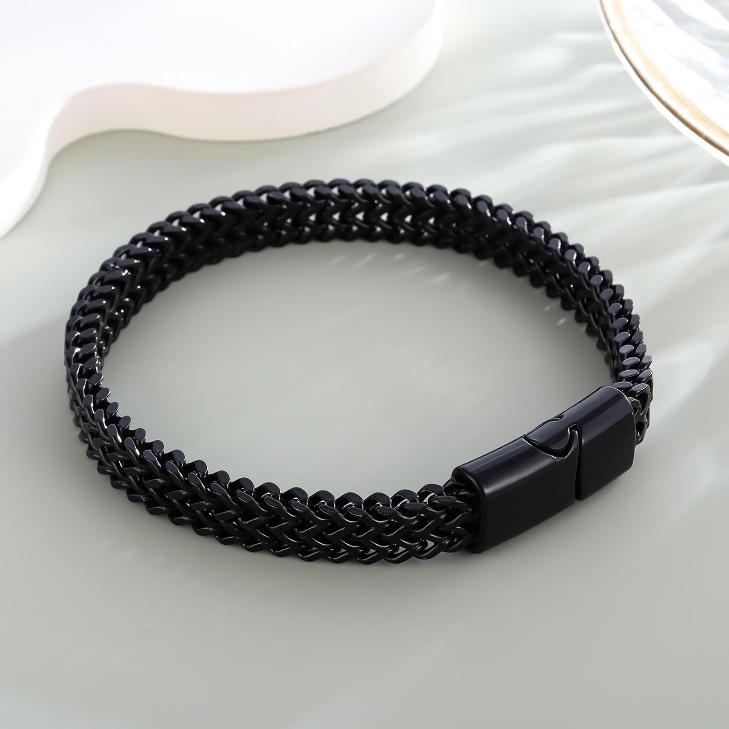 To My Man Bracelet Stylish Silver Braided Cuban Link Bracelet Jewelry with Secure Clasp Birthday Inspirational Gifts for Men Husband Boyfriend - Image 5