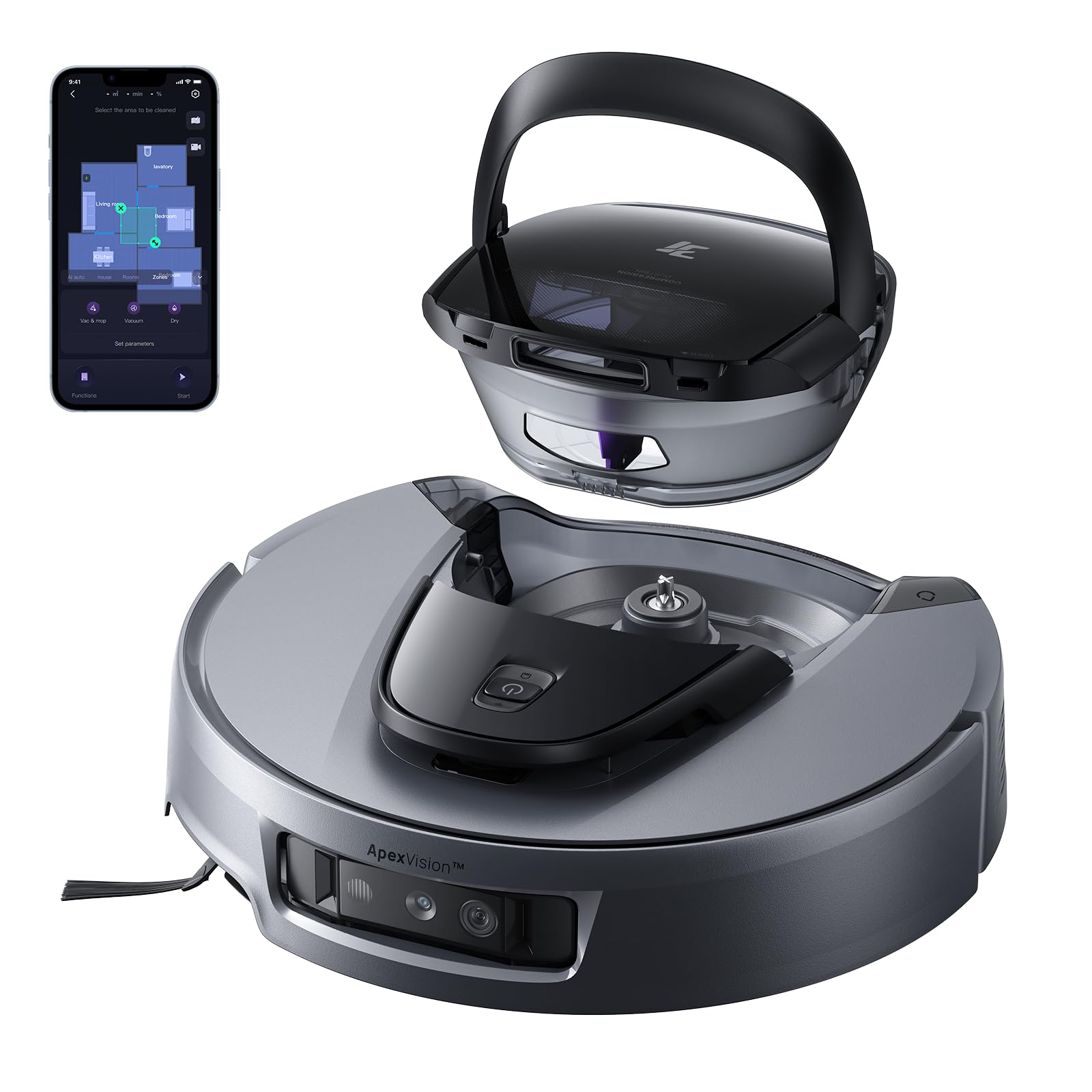 3i G10+ Saugroboter mit Wischfunktion, Automatische DustCompactor, 18000 Pa Saugkraft, Einziehbare Seitenbürste und Wischmopp, Intelligente Navigation, KI-Hindernisvermeidung