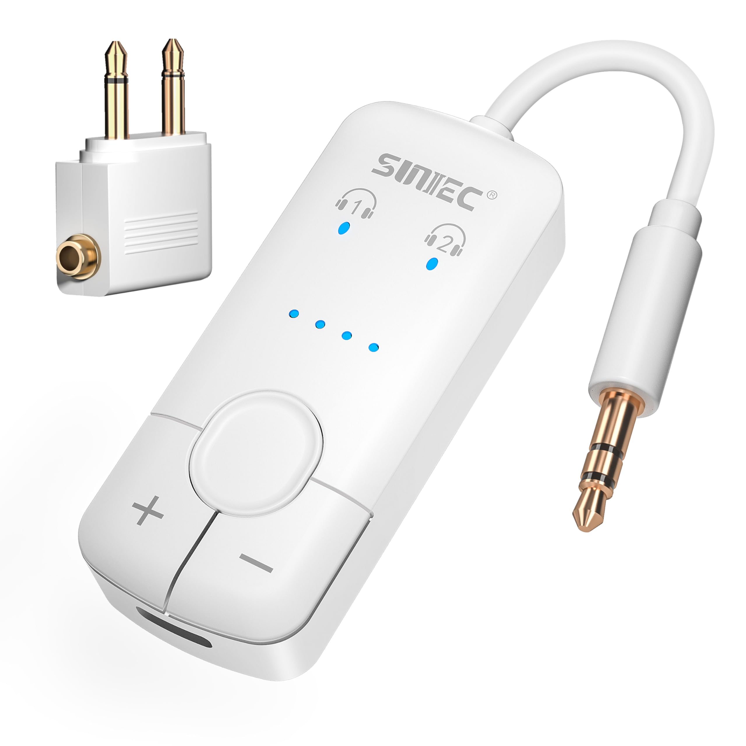 Transmetteur Bluetooth 5.3 - Adaptateur audio Bluetooth pour avion - Adaptateur audio sans fil 3,5 mm - Double connexion aptX - Faible latence pour avion, voyage, TV, gym, tablettes, PC