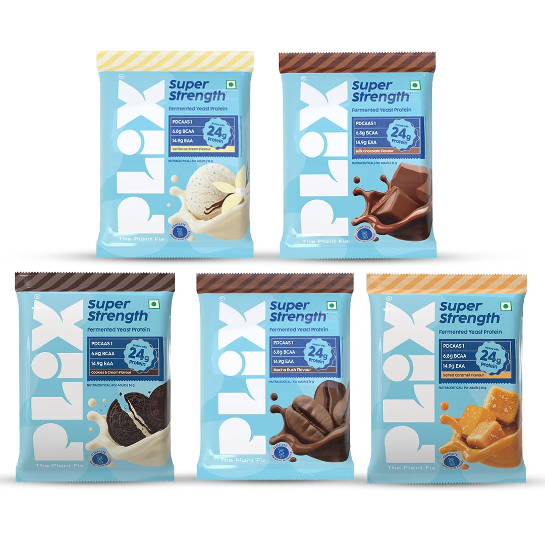 PLIX THE PLANT FIX Super Strength Fermented Yeast Protein | Pack of 5 Assorted Flavour| (36gm Each)| 24g Protein/Serve-image-28
