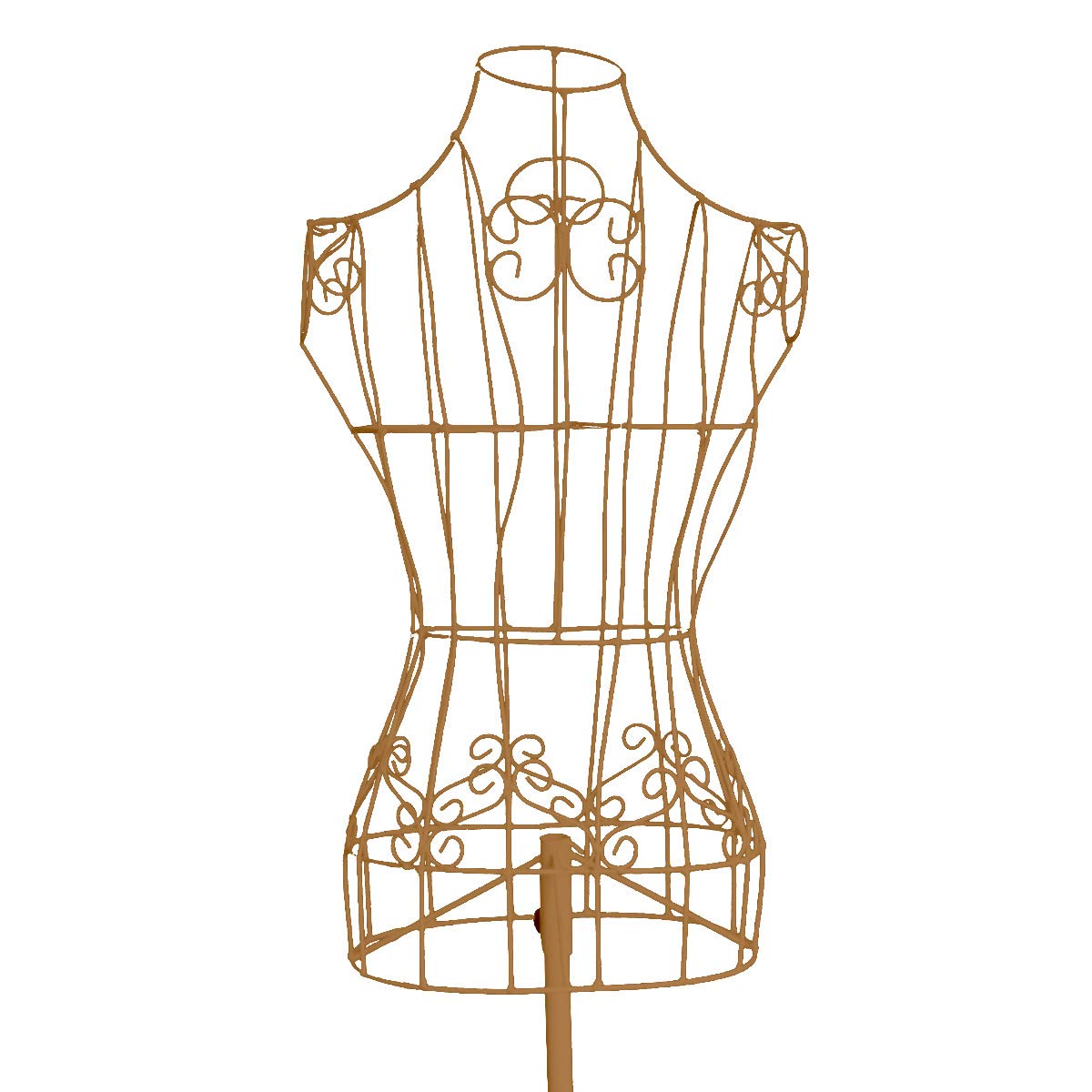 PrimoLiving Maniquí Modista Ana de Metal Dorado - Vestido Vintage Regulable en Altura - Ideal Como Maniquí de Señora o Perchero - P-12895