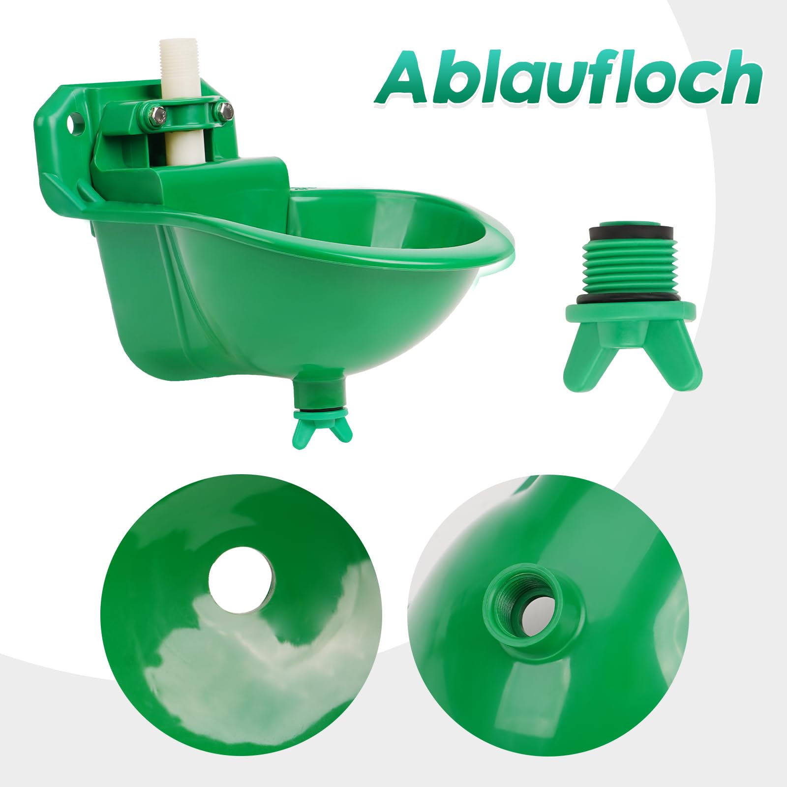 Automatische Tränkeschale für Schafe, Viehtränke mit Ablaufloch, 2 Stück