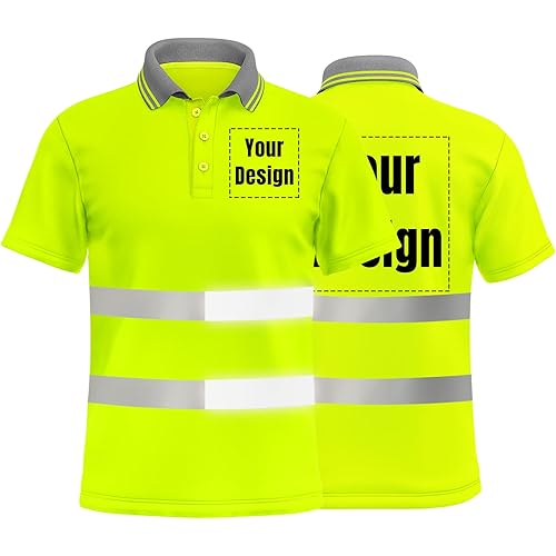High Visibility Safety Polo Shirt with Reflective Strips Custom Your Logo Hi Vis Short Sleeve Shirt