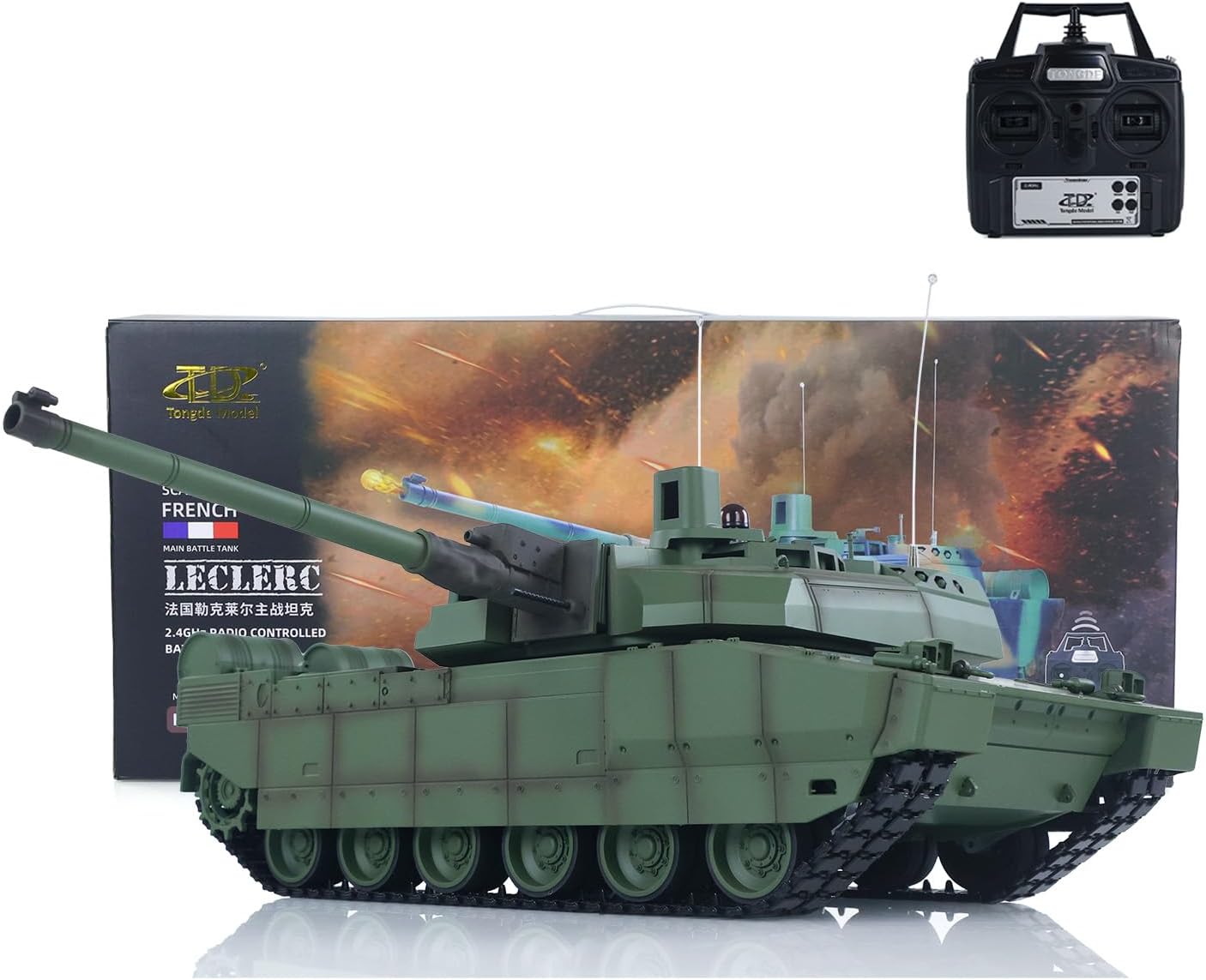 TOUCAN RC HOBBY 1/16 Tongde RC Tank H2408 Leclerc Battle Tank RTR Infrared BB Shooting Barrel Recoil 320 Degree Electric Model Battery