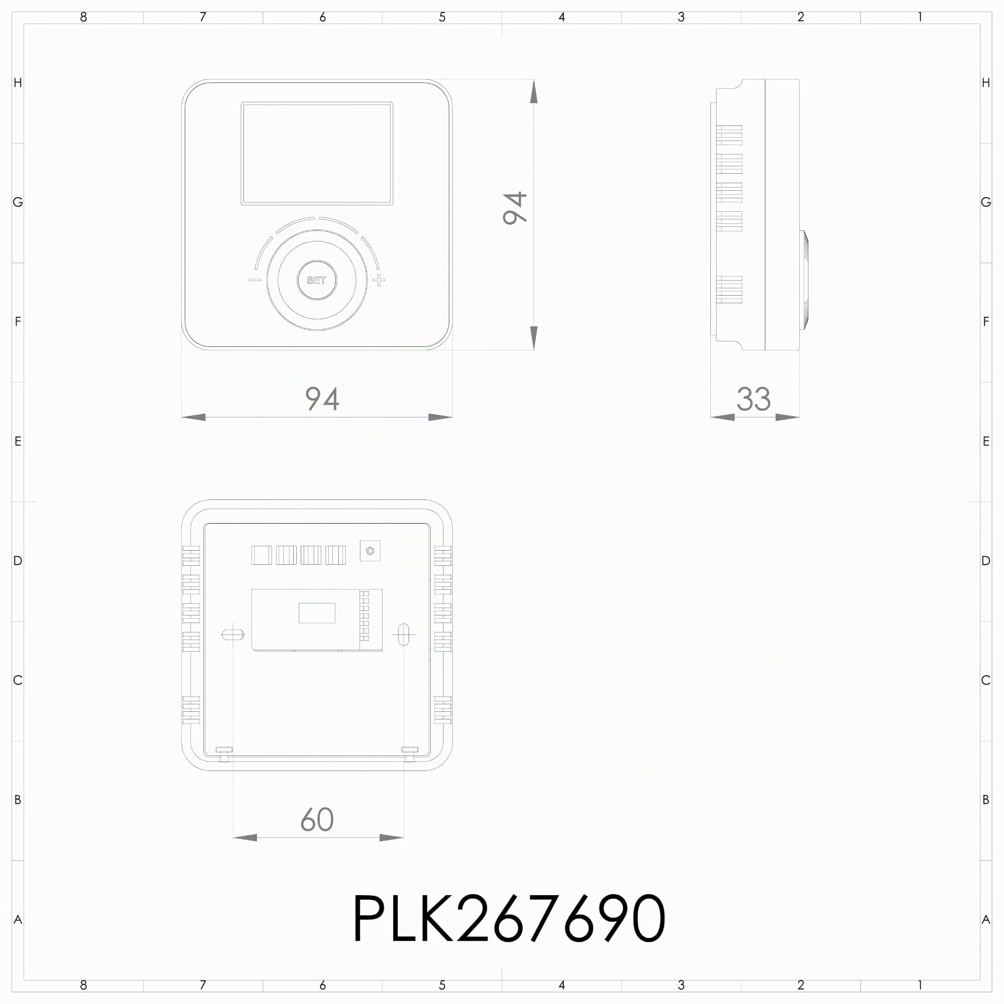 Plikc Quadro – Termostato de Ambiente Digital de Pared a Pilas Plikc PLK267690, Blanco