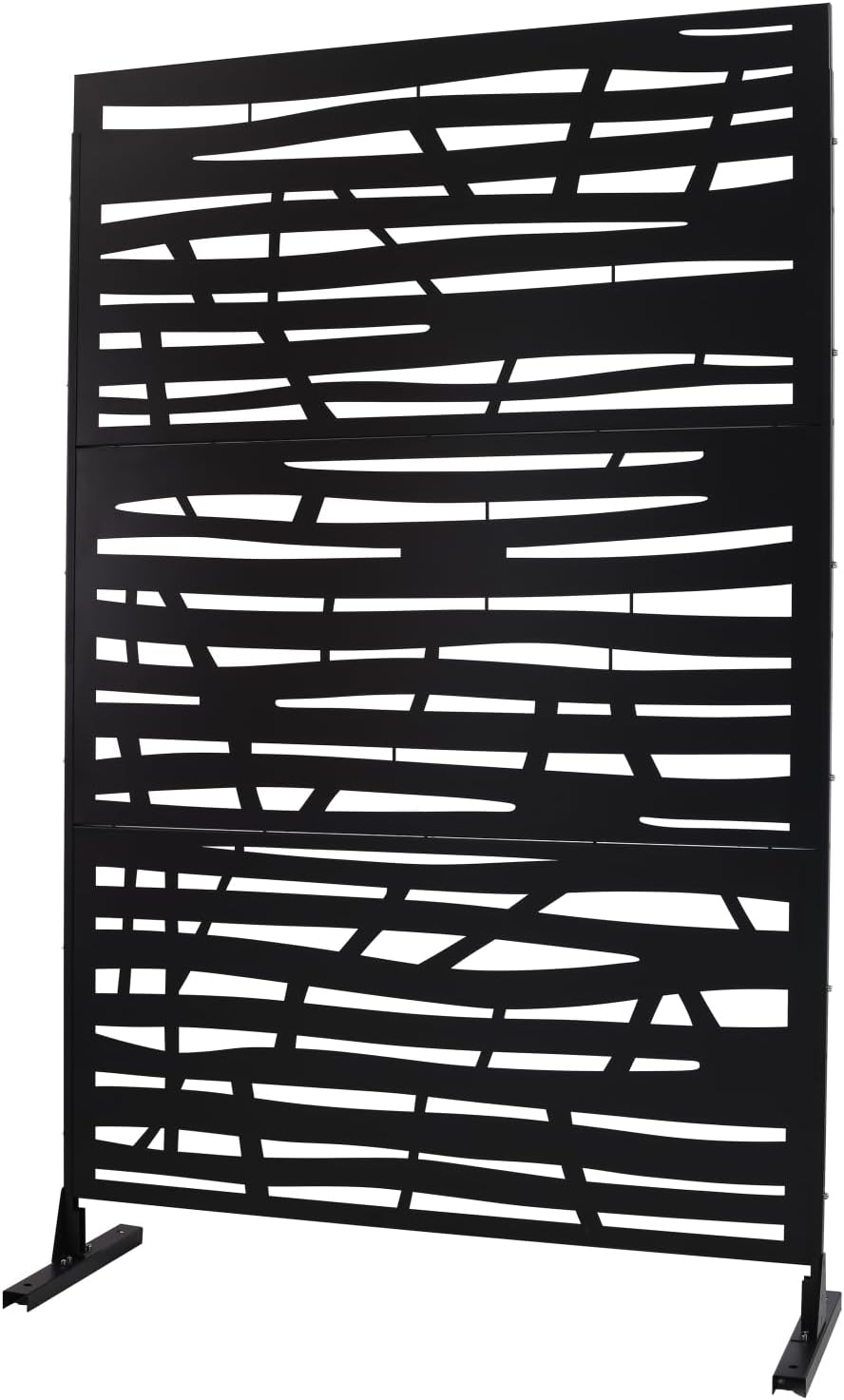 Outdoor & Indoor Metal Privacy Screen, Freestanding Decorative Fence Panels for Deck Balcony Patio, Lawn Garden