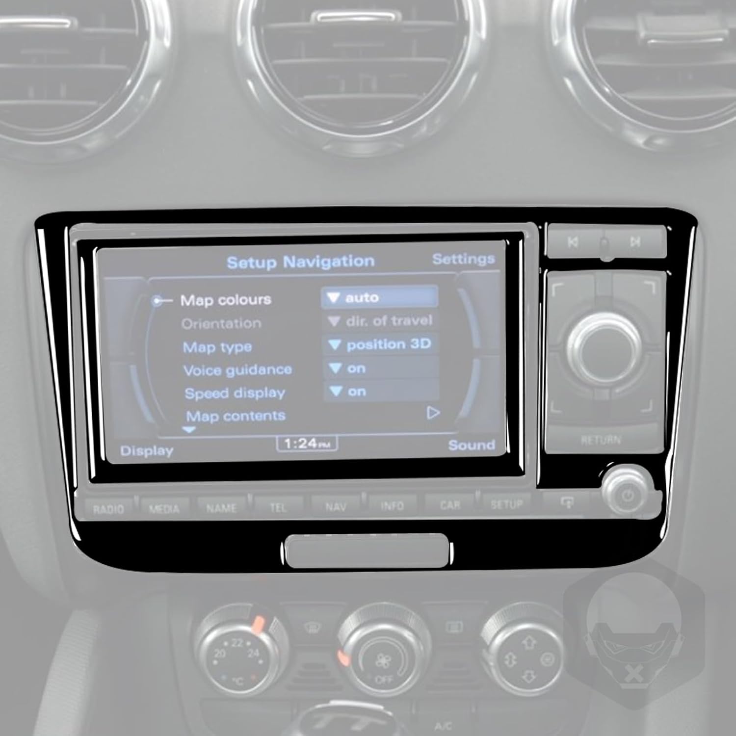 Carbon Fiber PC Vinyl Cover Trim Sticker Accessories Decoration Compatible with Audi TT MK2 8J 2006-2014. (Dashboard CD Media Control Panel A04, Glossy Black)
