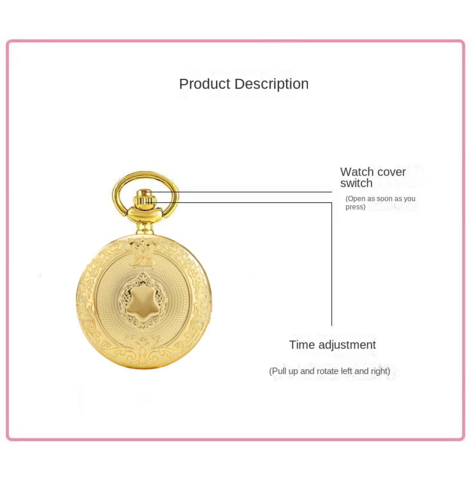 Orologi da Tasca, Orologio da Tasca al Quarzo con Scudo, Orologio Uomo, Numeri Romani, Catena, Regalo(Golden)