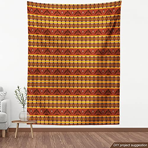 Image of Ambesonne Tribal Fabric by The Yard, Indigenous Tribal Style Eagles Traditional Elements, Decorative Fabric for Upholstery and Home Accents, 1 Yard, Cinnamon Marigold
