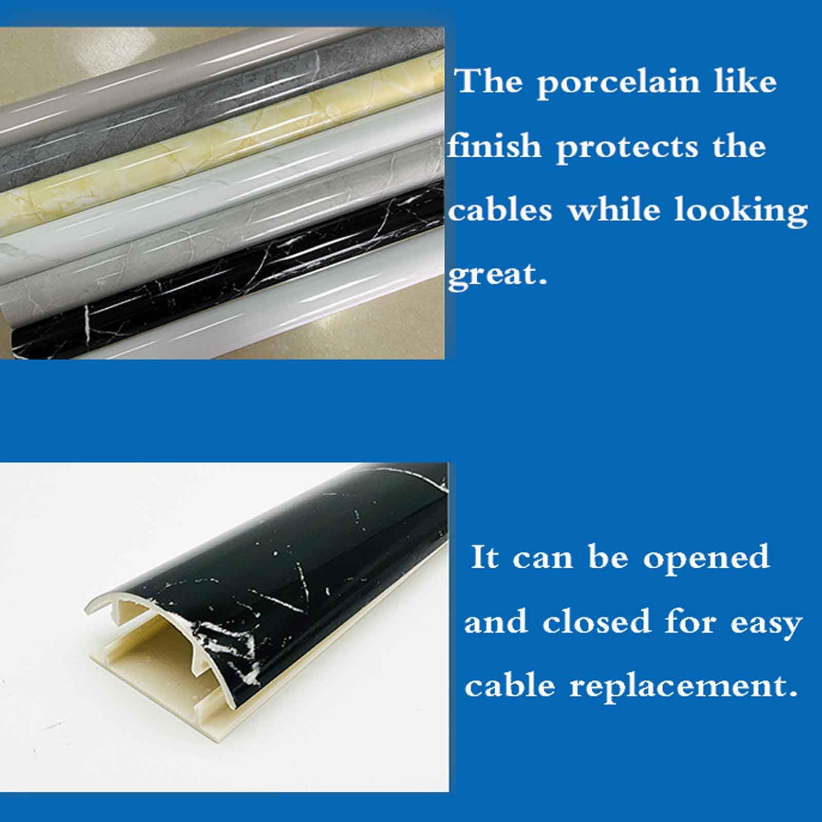 PVC Goulotte Passe Cable Sol,Cache Cable Sol Autocollante,Passe Câble Sol D’ Usage Léger,Guide câble au Sol Semi Circulaire,Flexible,Évitez Les Risques,pour Résidentiel,Bureaux Plus