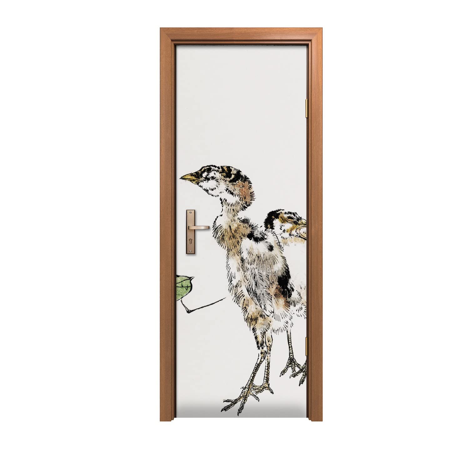 Autocollant de porte murale oiseaux poulets 70x200cm décoration d'intérieur