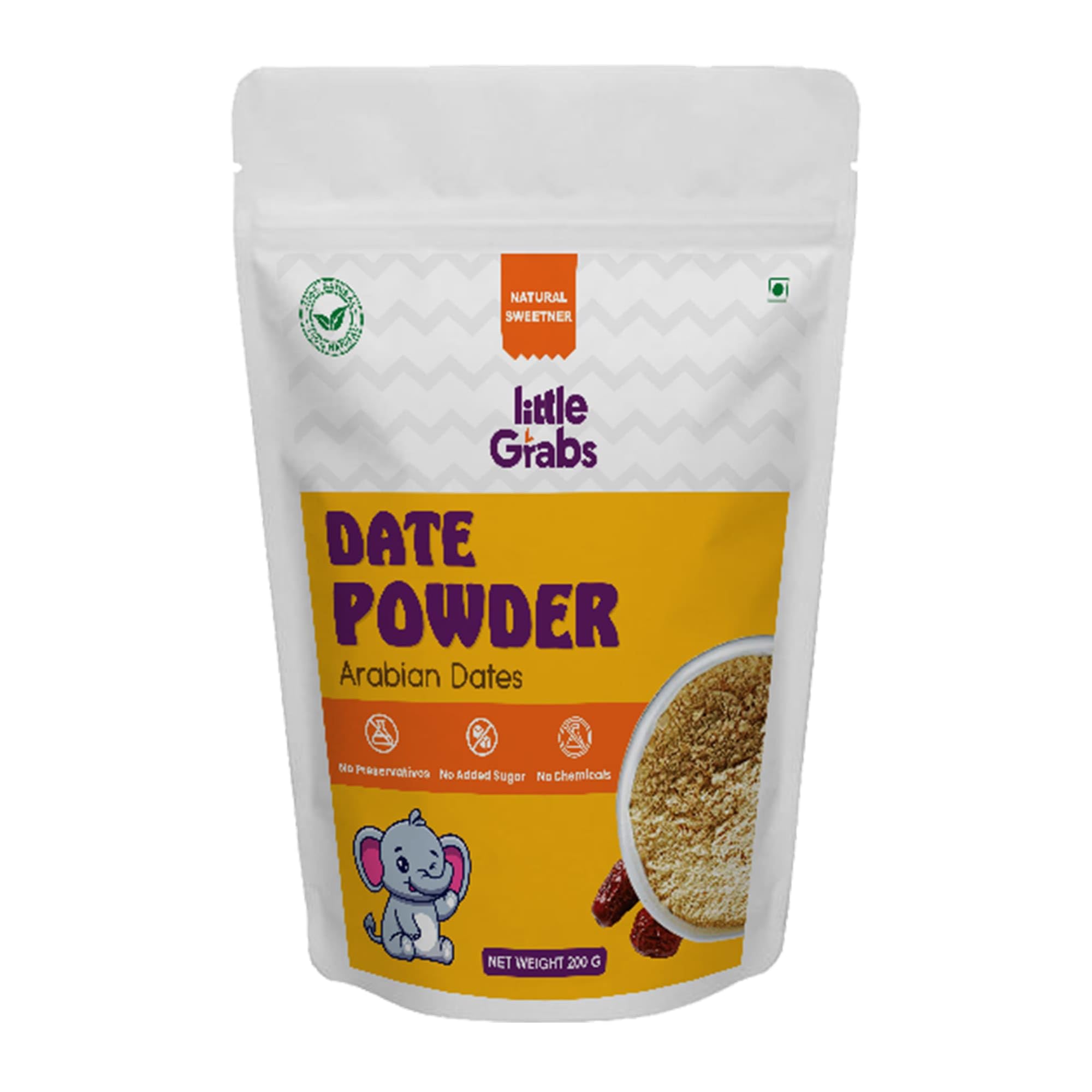 Little Grabs Arabian Dry Date Powder/Kharik/Khajur Powder, Easy To Slurp Baby Foods & Tasty Cereal For Babies, Sugar Replacement Date Powders for Babies & Kids & Adults (Pack Of 1, 200 GM)