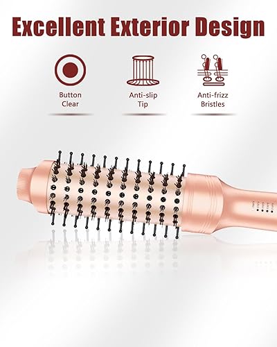 Miniatura 7 de Cepillo redondo calentado de 1.5 pulgadas, cepillo térmico de iones negativos para aspecto de soplado, alisado, rizado y volumen, calentamiento