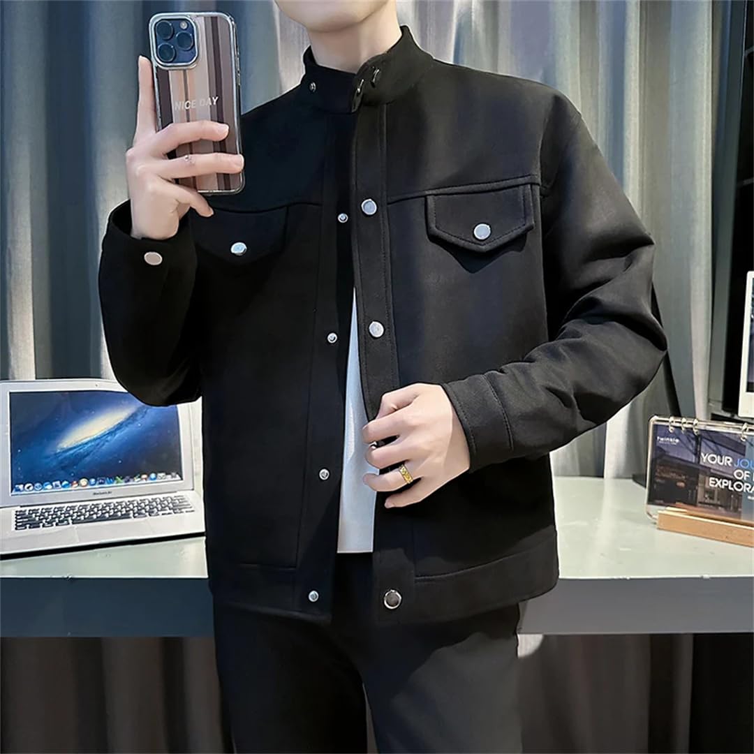 Męskie kurtki zamszowe ze stójką slim fit odzież robocza kurtka biznesowa towarzyska codzienny płaszcz