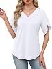 WIHOLL Blusas de Verano para Mujer, Manga Corta Pétalo, Camisas de Moda, Escote en V 3