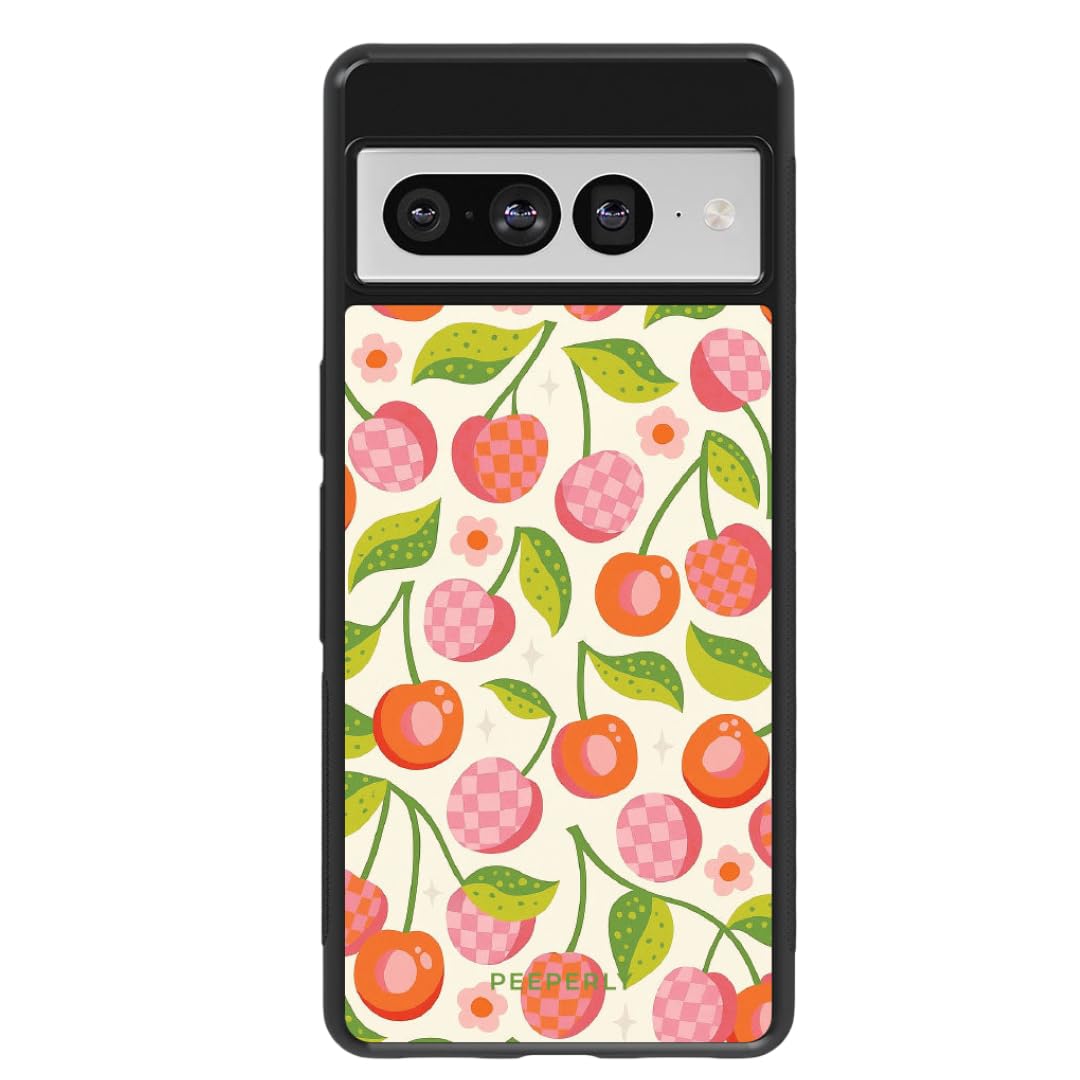 Peeperly Plaid Cherry Spectra Case Compatible with Google Pixel 10, Google Pixel 10 Back Cover Case- PC + Silicone