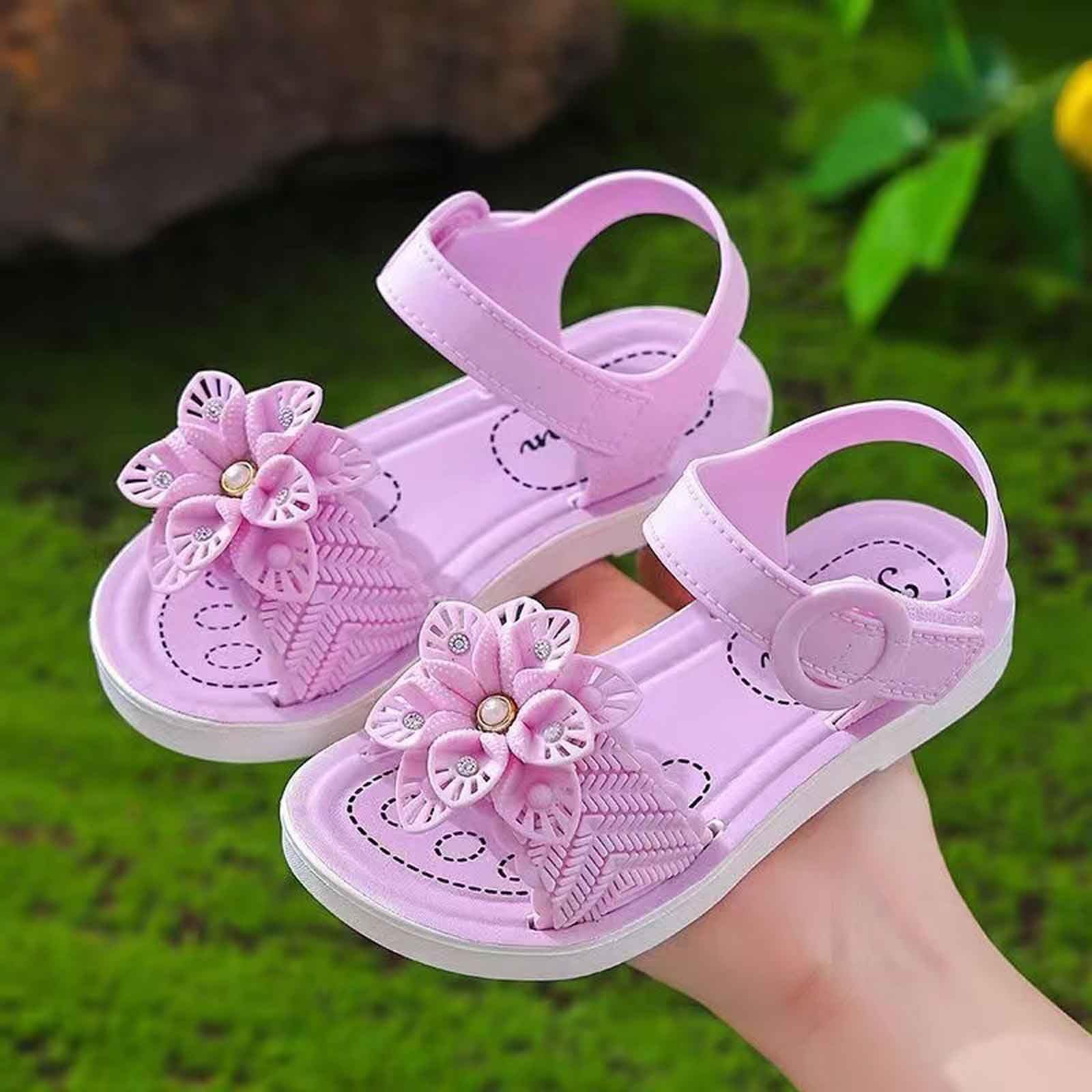 MMRTDJDR Generisch Sandalias Casuales para Niñas para Vacaciones Al Aire Libre, Cómodas Sandalias con Punta Abierta para Todos Los Días, para 3-12 Años, Morado, 1 UK