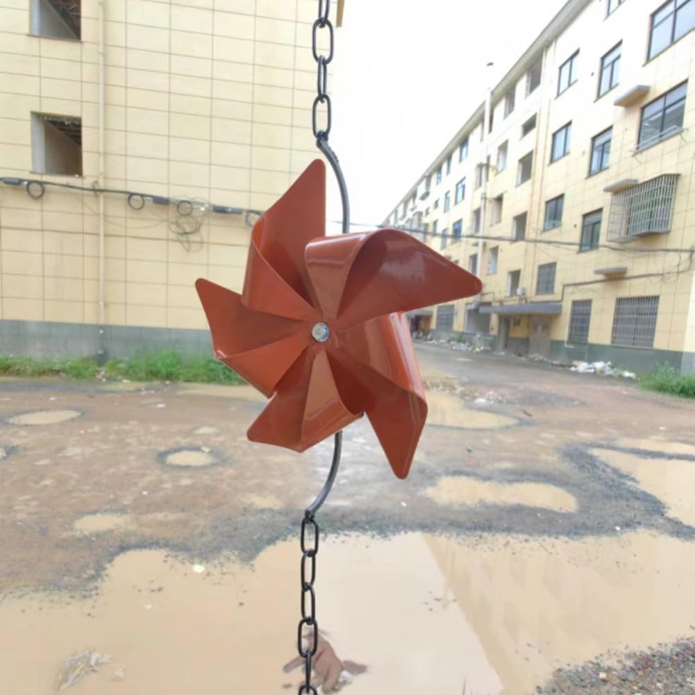 Chaîne de pluie en métal de 2,6 m pour jardin, extérieur, jardin, gouttières recueille efficacement l'eau de pluie