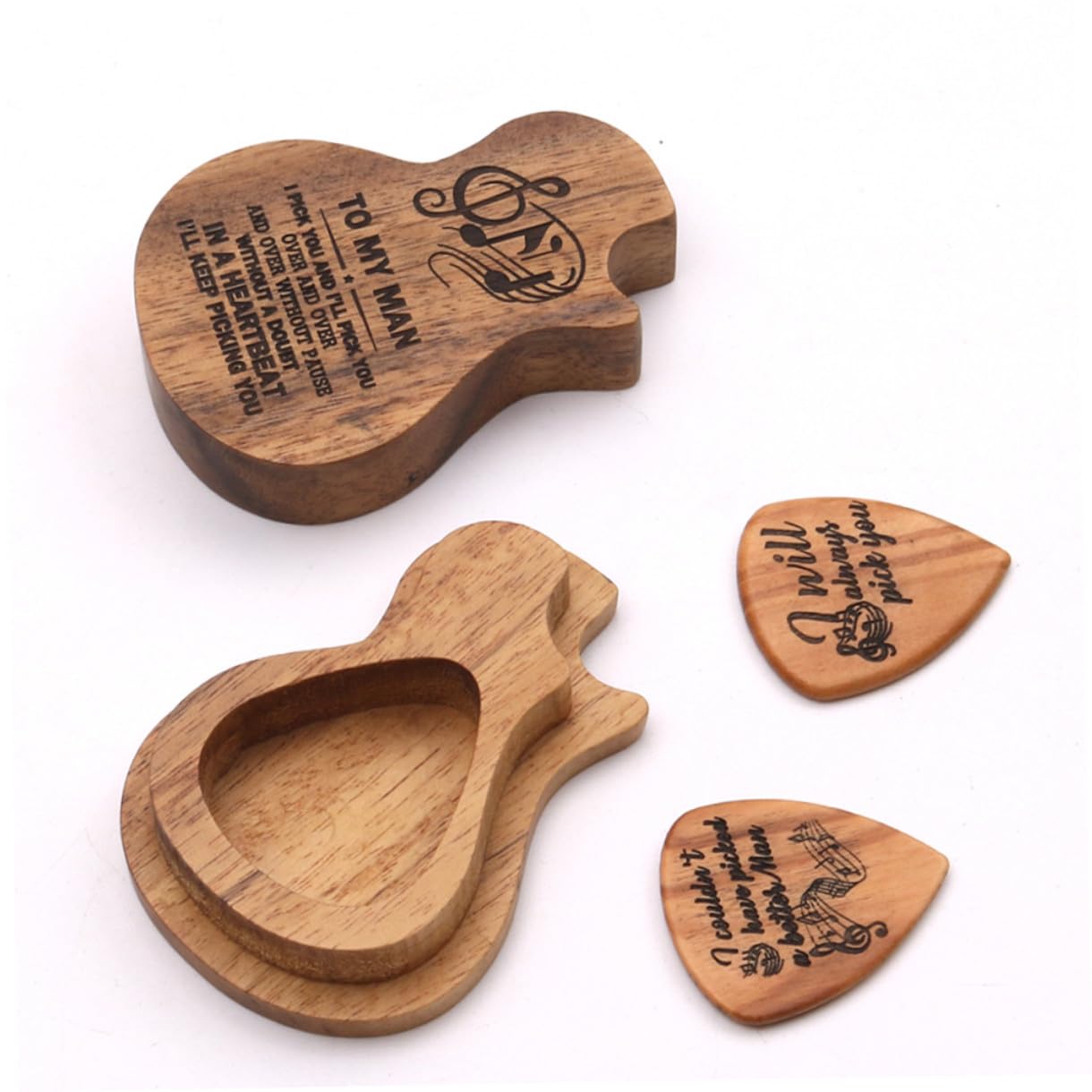 ibasenice 3sets Custodia Forma Di Chitarra Per Plettro Scatola Porta Plettro Legno Contenitore Pratico Per Collezione Accessori Chitarra Per Musicisti
