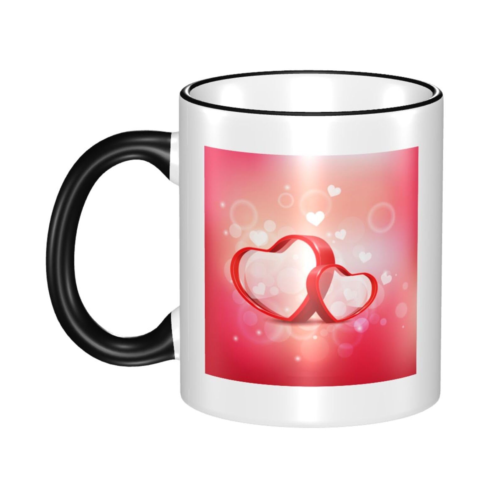 Tasses à café en céramique OUSIKA mug cœurs rouges 326g contenant pour thé cappuccino