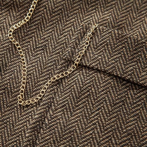 Image of maxToonrain Mens Classic Tweed Suit Vest Casual Sleeveless Herringbone Vest for Tuxedo