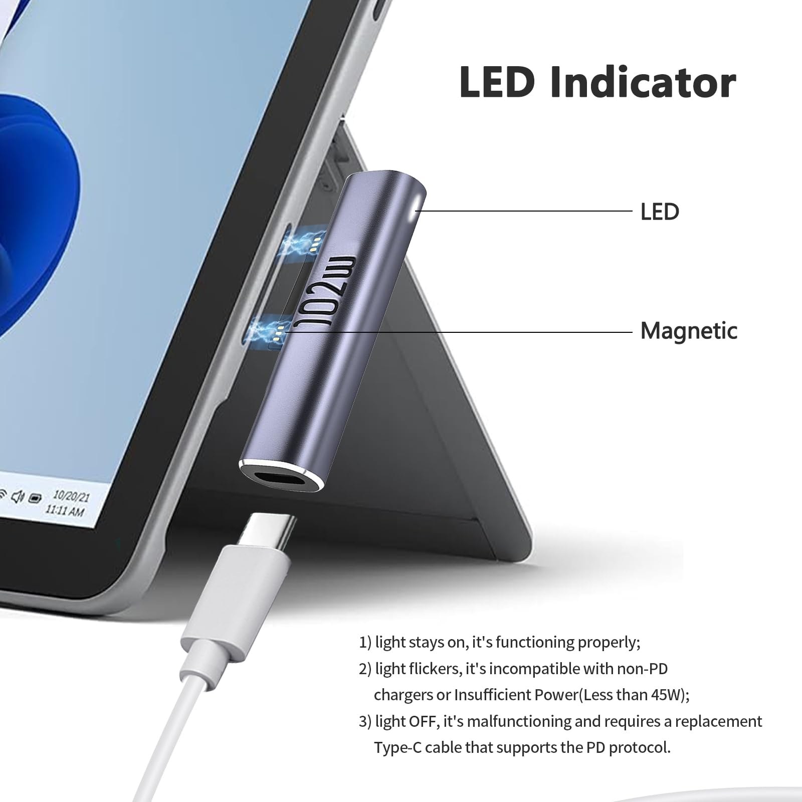 Amazon.co.jp: Surface用磁気充電器 - 102W USB-Cメス-磁気オス充電