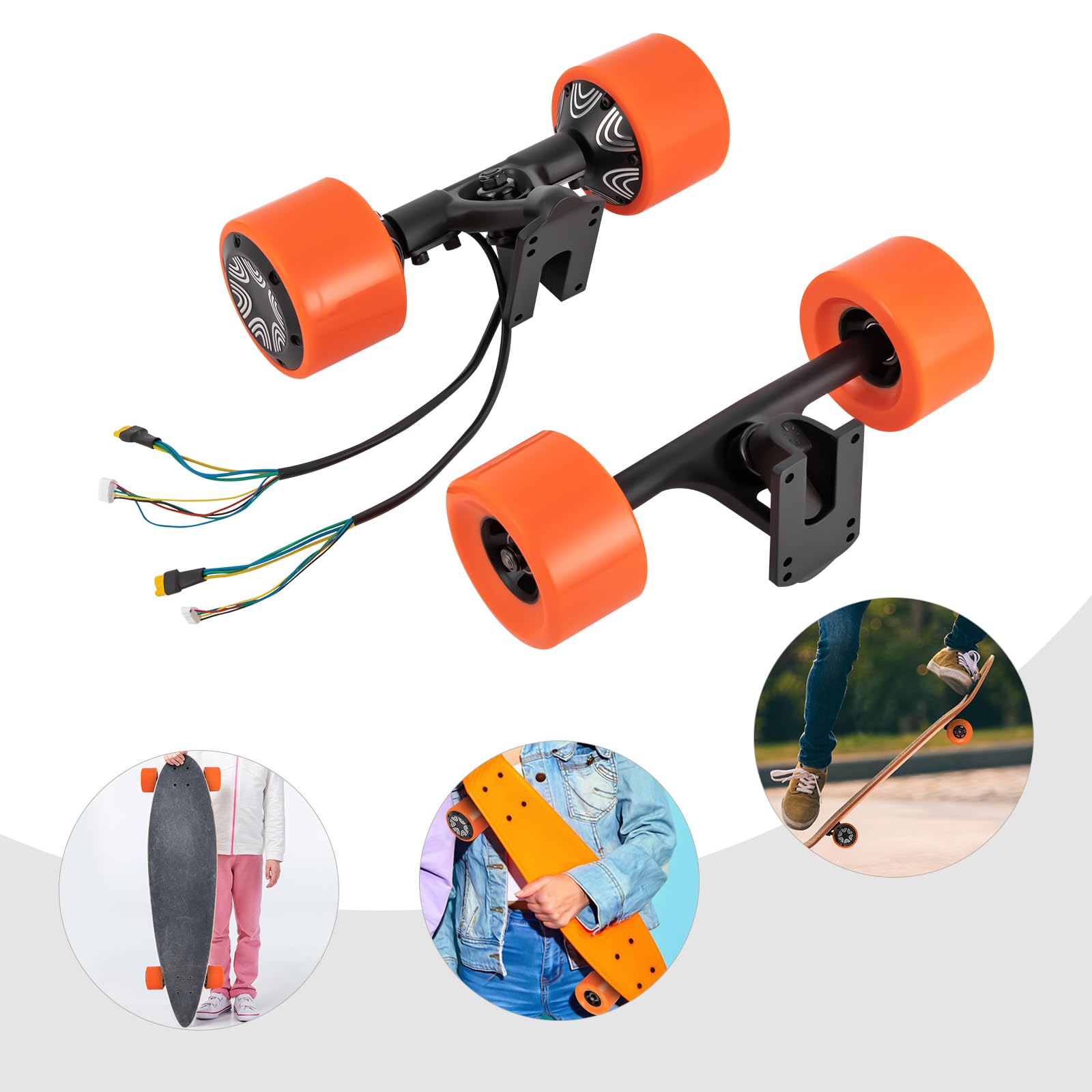 Skateboard électrique double moteur – Moteur brushless 250 W – Charge maximale : 220,46 kg – Étanche IP44 – Idéal pour les amateurs de skateboard et les trajets