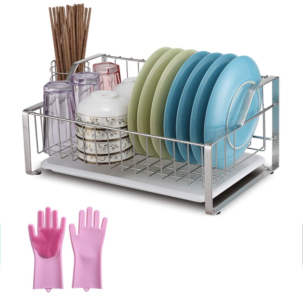 Edelstahl Einzel-Schicht-Abtropfbrett, Privatküche Geschirr Ablaufrost, Rust-Proof Sicherheitsständer, Dish Storage Rack,Small