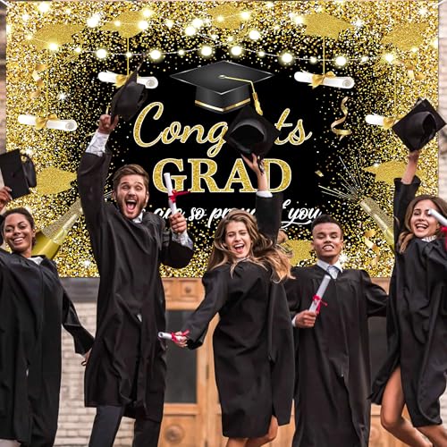 Fondo Graduación 8x6 FT Negro con Brillo Dorado miniatura 4