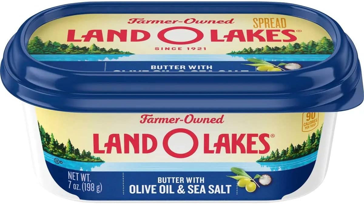 Land O Lakes Spreadable Butter with Olive Oil and Sea Salt, 7 Ounce -- 12 per case.
