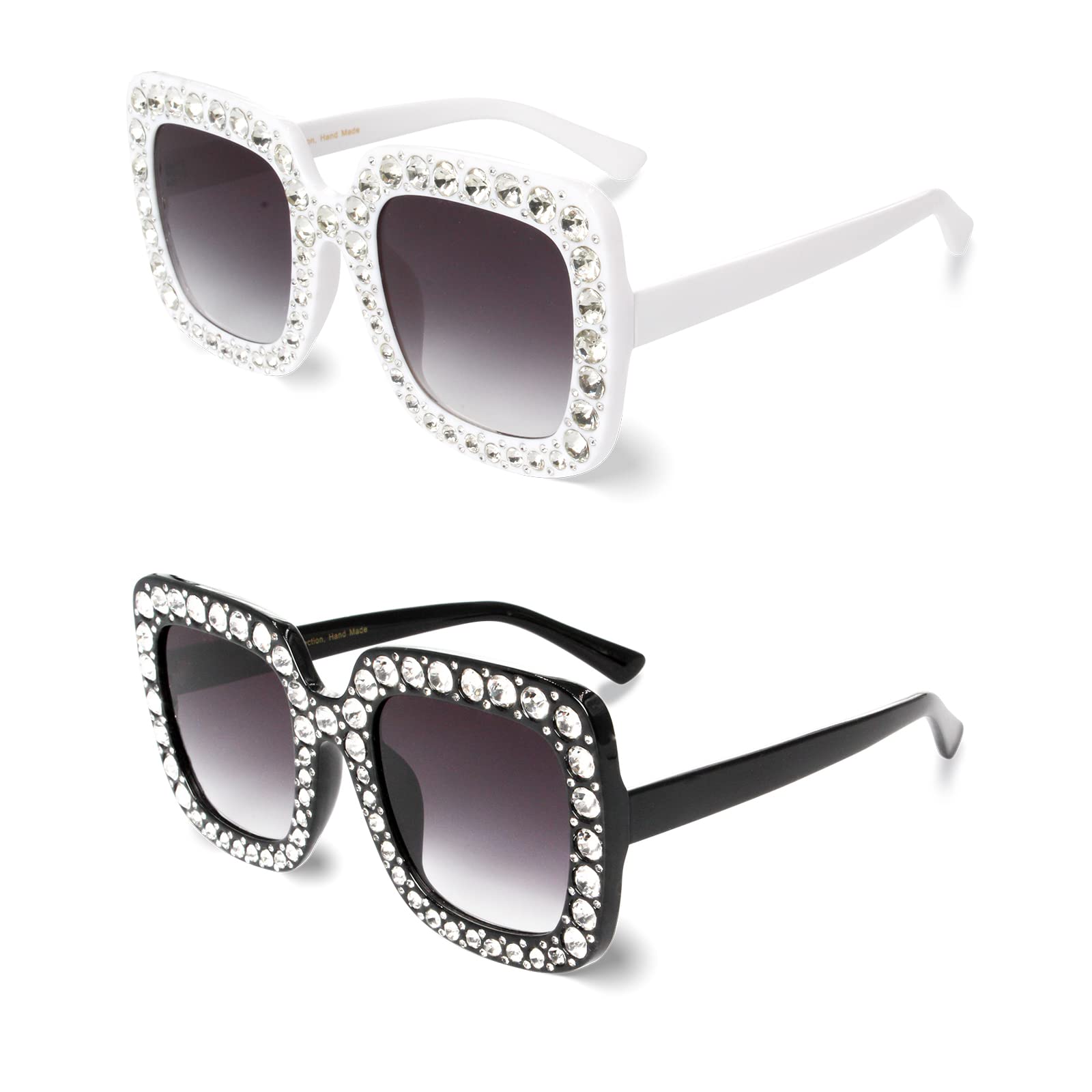 Xpectrum Extra Large Square Sparkly Crystal Sunglasses Bling Rhinestone Concert Glasses