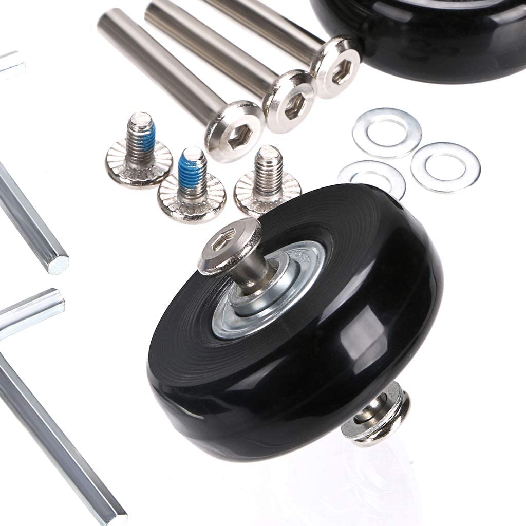 2er Set Kofferrollen Ersatzräder 50x18mm – Gummi & Edelstahl, Doppellager, Passend Für Die Meisten Trolleys