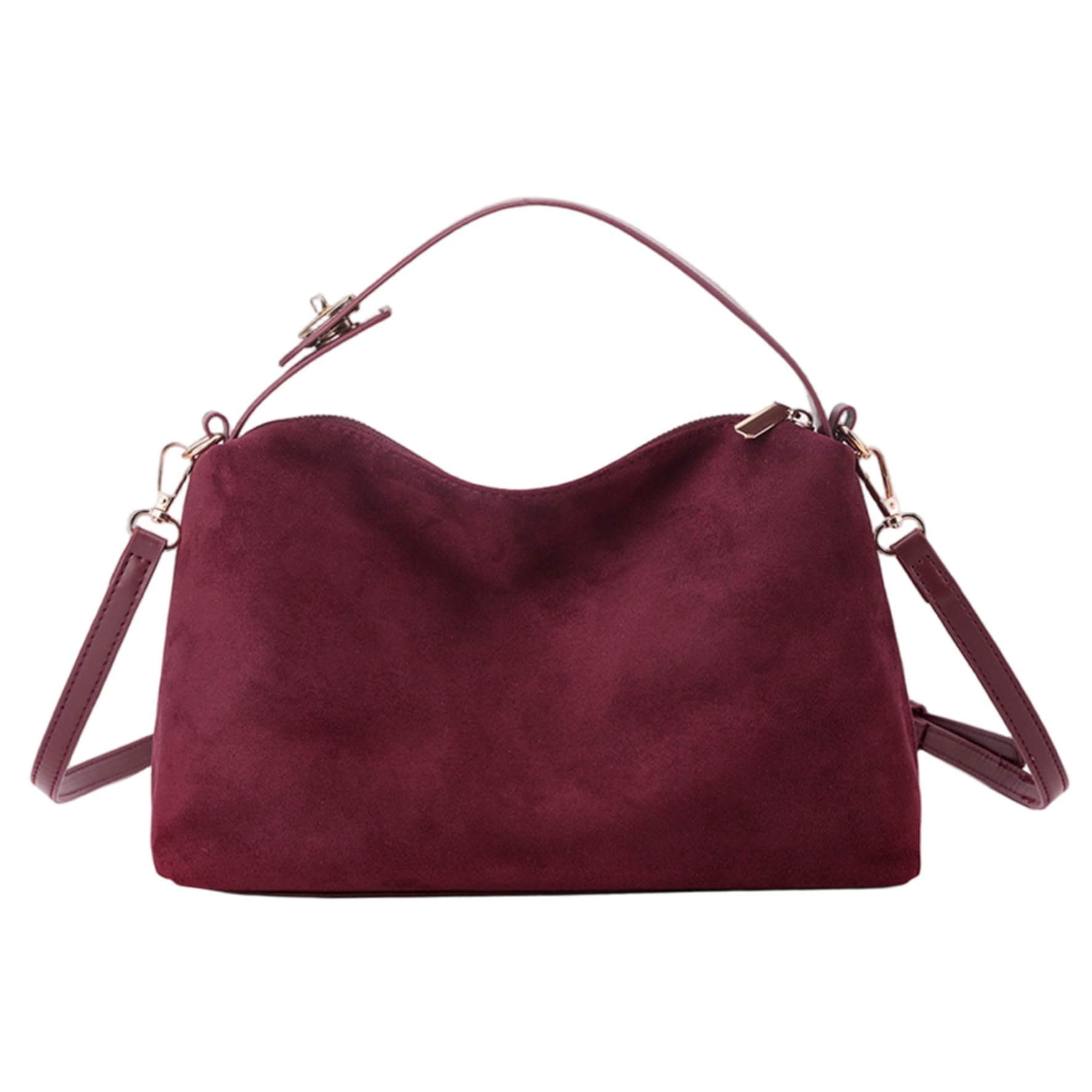 CAKEEYUM Suede Purse Vintage Burgundy Suede Crossbody Bag Soft Slouchy Shoulder Bag Handbag for Women Purse, Crossbody, Handbag, Burgundy, Slouchy Shoulder