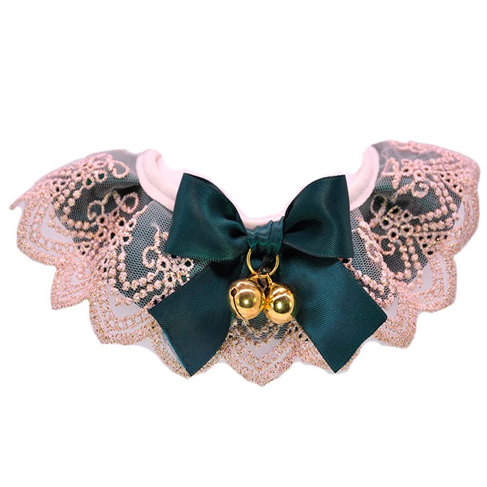 LtuzPet Pet Bib Dog Cat Collar Lace Bib Scarf Necklace Rabbit Neck Scarf with Bow Tie Bell Ornament for Pet Costume Supplies