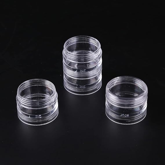 10 PCS Stackable Plastic Containers, 19x3.5cm/ 7.5X.5inClear Storage Box Round Organizer Jars for Beads, Buttons, DIY Art CraftJewelry Nail Accessory
