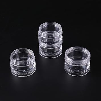 10 PCS Stackable Plastic Containers, 19x3.5cm/ 7.5X.5inClear Storage Box Round Organizer Jars for Beads, Buttons, DIY Art CraftJewelry Nail Accessory