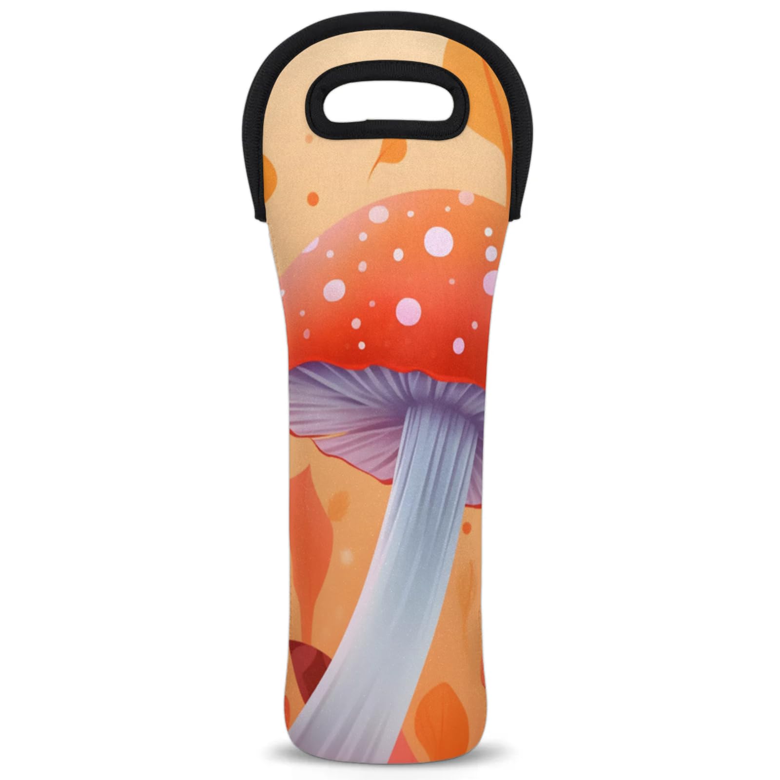 Neoprene Wine Tote Carrier Bag for Wine,Water, Champagne, Beer, Baby Bottles 15.6 x 5.1 Inches, Protective Wine Bag,Cartoon Mushroom
