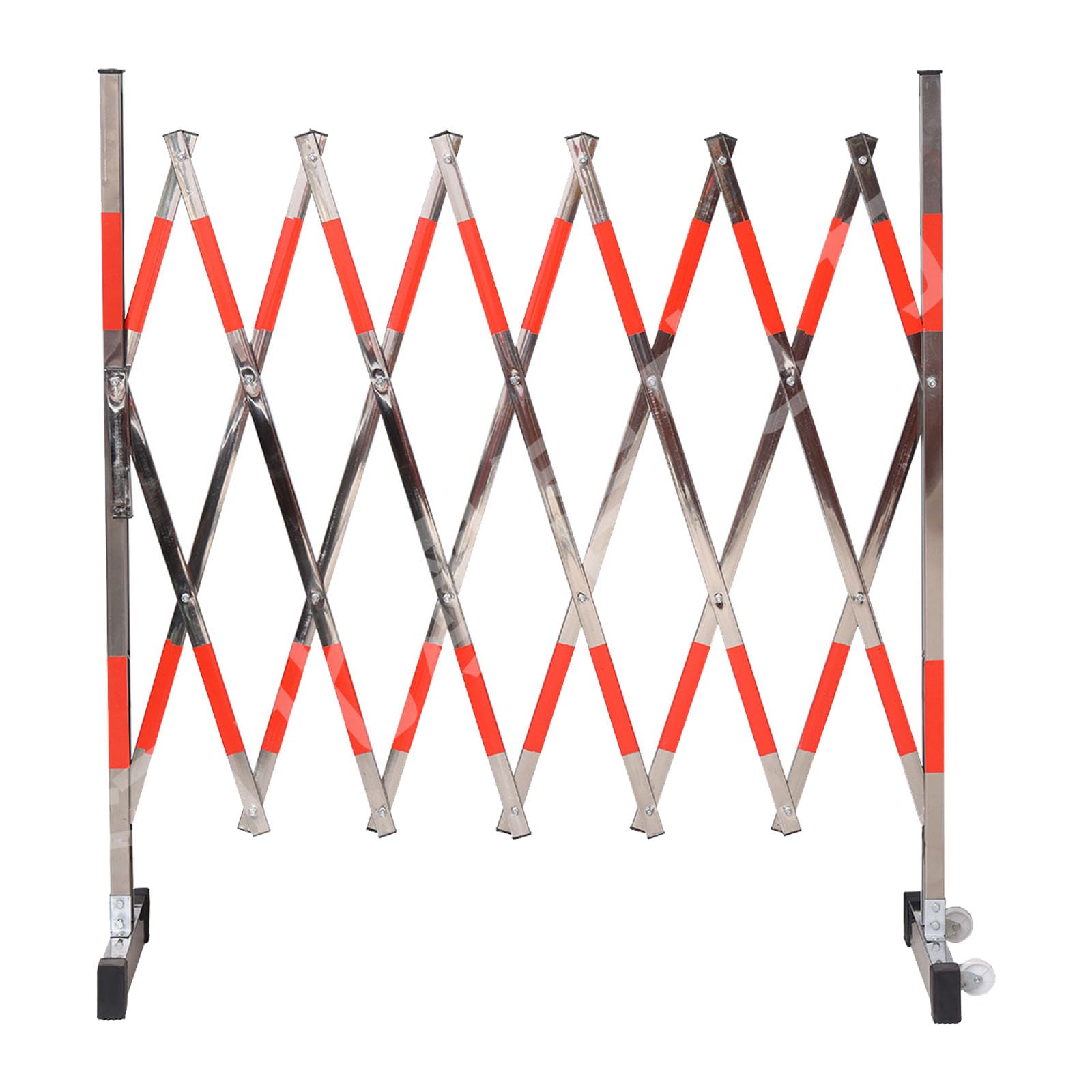 Barrera de metal expandible de 1,2 x 3 m, valla de seguridad plegable con ruedas, puerta de seguridad industrial, barrera de control de acceso flexible roja para eventos y obras de construcción